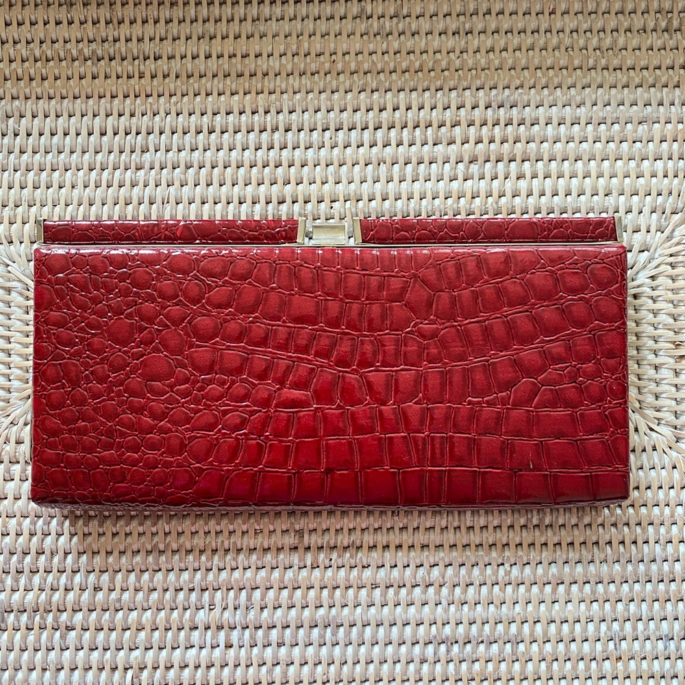 Red Crocodile Clutch